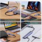 Super Speed   Aluminum Alloy 5Gbps Transfer  Fast Data Type - C OR  USB 3.0 Male  2 in 1  Ultra Slim 7 In 1   to Female 5 Ports USB 3.0  Hub & 2 Ports Type C  Compatible Devices  Laptop Desktop PC MacBook  Keyboard Mouse Printer USB Card Reader - Image 6