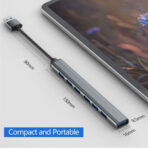 Super Speed   Aluminum Alloy 5Gbps Transfer  Fast Data   USB 3.0 Male    Ultra Slim 7 In 1    Female 7 Ports USB 3.0  Hub  Compatible Devices  Laptop Desktop PC MacBook  Keyboard Mouse Printer USB Card Reader  USB Flash Drive  USB Accessories - Image 4