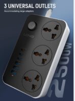 Power Extension   SC3604C  Premium Multi-Socket LDNIO 9 In 1 2500W High-Power Output Capacity   Universal  3 Power Sockets & 3 USB-C  Ports With 3 USB Ports  2M  Heavy Power Cable - Image 4