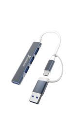 Super Speed   Aluminum Alloy 5Gbps Transfer  Fast Data Type - C Or USB 3.0 Male  2 in 1  Ultra Slim 4 In 1   to Female 4 Ports USB 3.0  Hub  Compatible Devices  Laptop Desktop PC MacBook  Keyboard Mouse Printer USB Card Reader - Image 2
