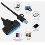 High Speed  2 In 1  Type-C & USB 3.0 External Converter  SSD Or HDD Data Transfer 22 Pins   SATA Cable Compatible Devices  Windows PCs  Laptops  Macbooks USB-C Smartphones  SATA Drives