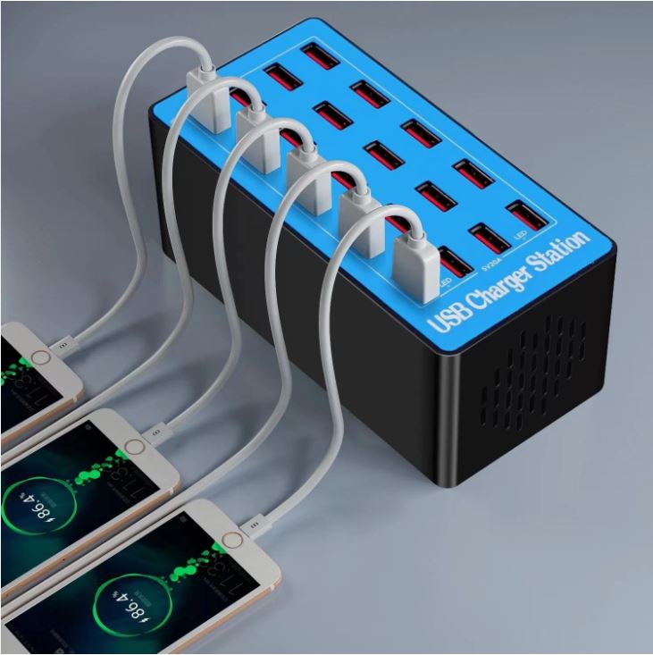20-PORTS-USB-04.jpg Universal Charging Station 100W Multi-Port USB Desktop Charging hub 20 Ports Compatible Devices Smartphones Tablets Smart Watches Bluetooth Earbuds Power Bank - Image 1