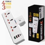Power Extension   304PUC  Multi-Socket Speed-X 7  In 1 1500W Output Capacity   Universal  3 Power Sockets & 1 USB-C  Ports With 3 USB Quick Charge  Ports  2M  Power Cable - Image 4