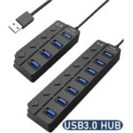 Super Speed  Plug & Play ABS  Plastic  Individual ON /OFF  switch With LED Indicator  Transfer  Fast Data 5Gbps Speed  USB   3.0 Male    7 In 1    Female 7 Ports USB 3.0  Hub  Compatible Devices  Laptop Desktop PC MacBook  Keyboard Mouse Printer USB Card Reader