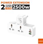 Multi-Purpose Extension Power Socket  SC2311 Touch Night Lamp  20W Fast Charging    LDNIO 5 In 1 2500W High-Power Output Capacity   Universal  2    Power Sockets & 1 USB-C  PD  Ports  With 2 USB-A   QC Ports  2M  Heavy Power Cable - Image 5