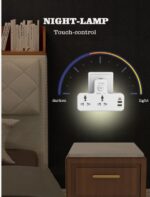 Multi-Purpose Extension Power Socket  SC2311 Touch Night Lamp  20W Fast Charging    LDNIO 5 In 1 2500W High-Power Output Capacity   Universal  2    Power Sockets & 1 USB-C  PD  Ports  With 2 USB-A   QC Ports  2M  Heavy Power Cable - Image 3