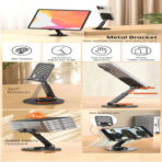 Foldable, Lightweight Excellent Stability  360° Rotating Head & Adjustable Viewing Angles Aspor A701     Material Carbon Steel   Silicone  Desktop  Tablet   Stand Or Mobile  Holder  Compatible Devices   Apple iPhone  Samsung Galaxy Series Google Pixel  Xiaomi Redmi Poco OPPO Vivo Realme  Infinix & Tecno - Image 2