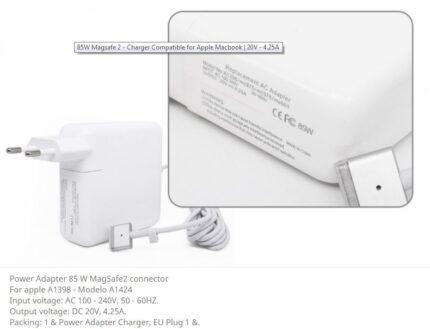 Apple MacBook Air 13 Inch Pro T-Tip 85W MagSafe 2 Power Adapter Charger 2012-2015)    For  A1398 A1502