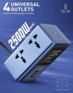 Multi-Purpose  Tower  Extension Power Socket  SC2  45W Fast Charging LED Display Light LDNIO 7 In 1 2500W High-Power Output Capacity   Universal  4  Power Sockets & 2  USB-C  PD  Ports  With 1 USB-A   QC Ports  2M  Heavy Power Cable - Image 4
