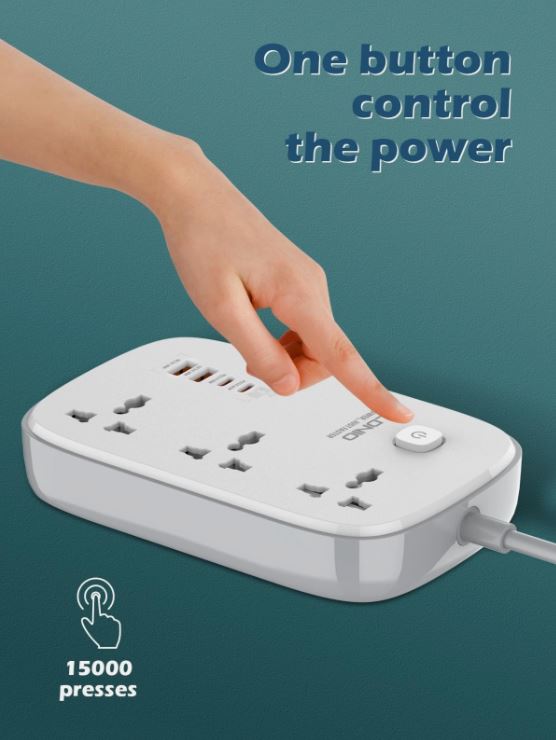 sc3416-02.jpg Multi-Purpose Extension Power Socket SC3416 Premium -Socket 65W Fast Charging LDNIO 7 In 1 2500W High-Power Output Capacity Universal 3 Gang Power Sockets & 1 USB-C PD Ports With 2 USB-A QC Ports 2M Heavy Power Cable - Image 1