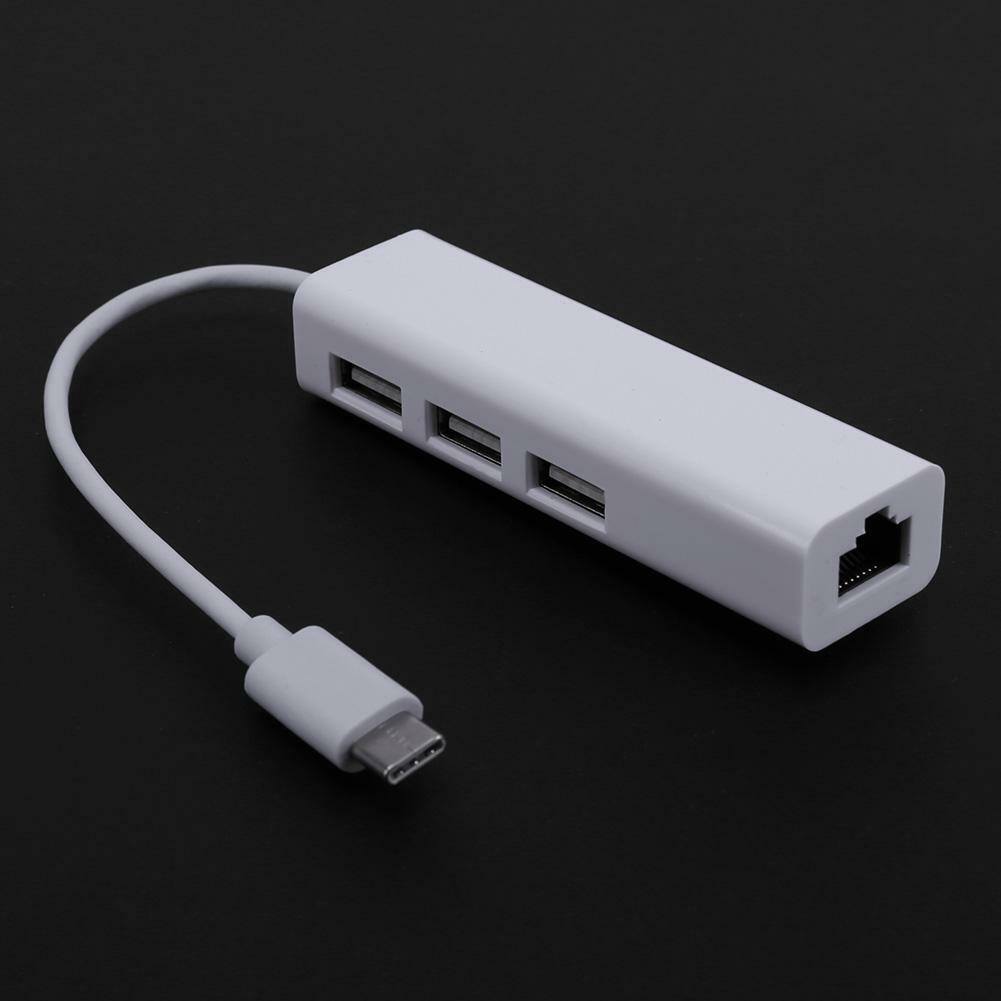 type-c-port-03.jpg USB Type-C 4 In 1 Portable Multi Hub To LAN RJ45 Ethernet Adapter Female With 3 ports USB 2.0 Compatible Devices MacBook Phones Tablets - Image 1