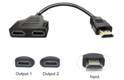 HDMI Adapter Splitter Y  Cable Male 1 to 2 Dual Hdmi  Female  Converter 1080P  Plug & Play    Support HD, LED, LCD, TV (Please Use Short Length  )